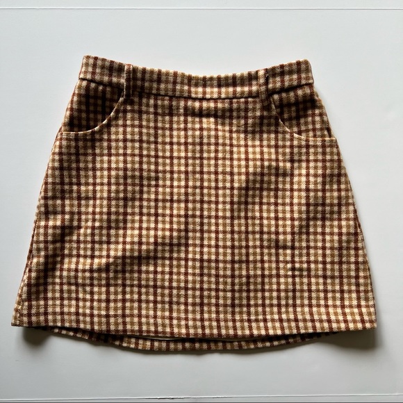 Lulu's Skirt Sycamore Plaid Mini in Brown Sz M - Picture 4 of 9